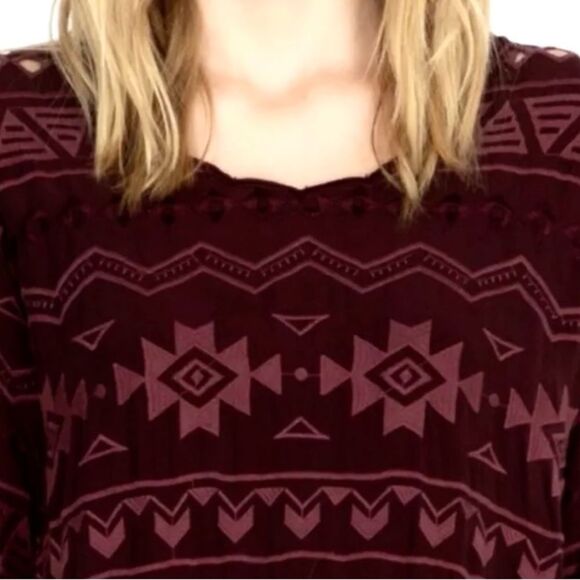 NEW Johnny Was Avery Dress Aztec Embroidered Eyelet Slip Merlot Burgundy Size XL - Picture 5 of 16